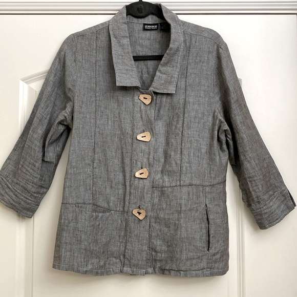 NTCO Nomadic Traders linen blouse top womens S artsy buttons Lagenlook coastal - Picture 1 of 13
